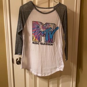 MTV Tie-dye three-quarter links sleeve T-shirt